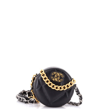 Chanel 19 Round Clutch with Chain Quilted Leather