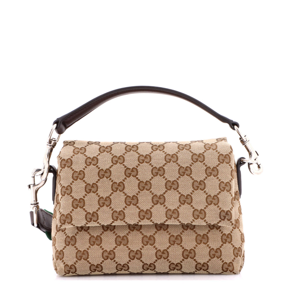 Gucci Convertible Flap Crossbody Bag GG Canvas Small Brown 4381971
