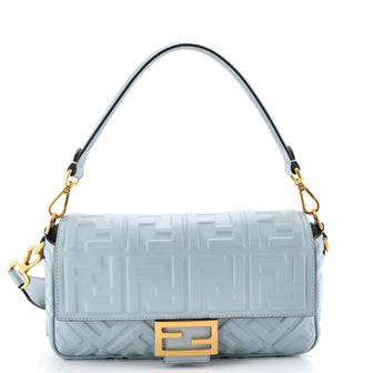 Fendi Baguette NM Bag Zucca Embossed Leather Medium