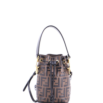 Fendi Mon Tresor Bucket Bag Zucca Embossed Leather Mini