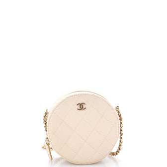 Chanel Round Clutch with Chain Quilted Caviar Mini