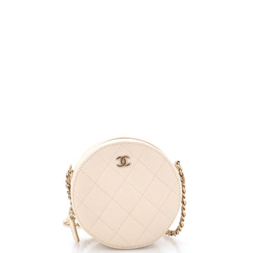 Chanel Round Clutch with Chain Quilted Caviar Mini