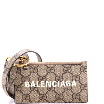 Gucci x Balenciaga The Hacker Project Zip Card Case with Strap GG Coated Canvas