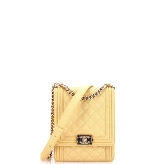 Chanel North South Boy Flap Bag Quilted Caviar Small