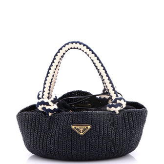 Prada Basket Tote Crochet Raffia Small