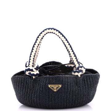 Prada Basket Tote Crochet Raffia Small