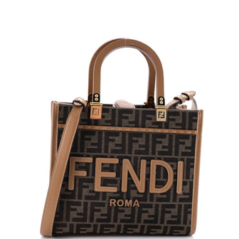 Fendi Sunshine Shopper Tote Zucca Canvas Small
