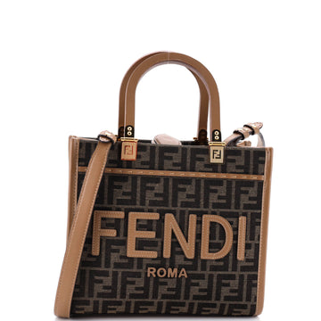 Fendi Sunshine Shopper Tote Zucca Canvas Small