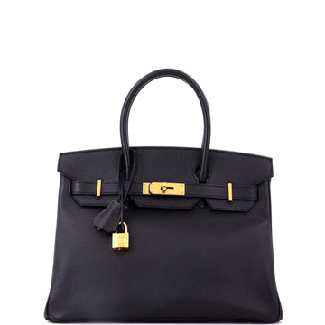 Hermes Birkin Handbag Black Epsom with Gold Hardware 30