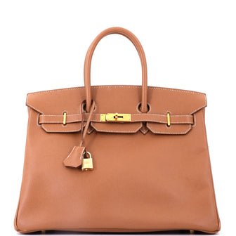 Hermes Birkin Handbag Brown Courchevel with Gold Hardware 35