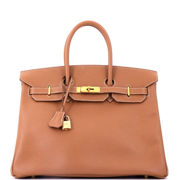 Hermes Birkin Handbag Brown Courchevel with Gold Hardware 35