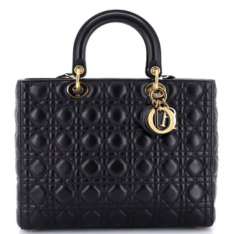 Christian Dior Vintage Lady Dior Bag Cannage Quilt Lambskin Large