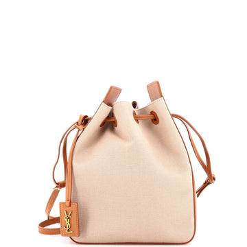 Saint Laurent Convertible Bucket Bag Canvas and Leather Small