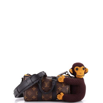 Louis Vuitton Keepall Bandouliere Bag Monogram Canvas with LV Friends Plush Monkey XS