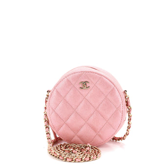 Chanel Round Clutch with Chain Quilted Iridescent Caviar Mini
