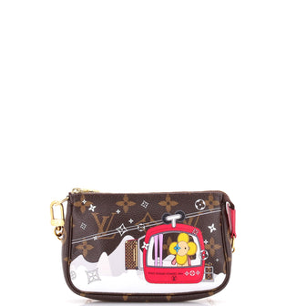 Louis Vuitton Pochette Accessoires Limited Edition Vivienne Xmas Monogram Canvas Mini