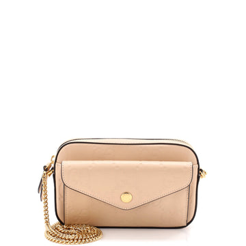 Gucci Front Pocket Chain Shoulder Bag Jumbo GG Embossed Leather Super Mini