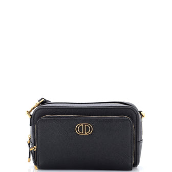 Christian Dior Caro Double Pouch Crossbody Bag Leather