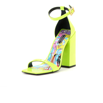 Versace Women's Ankle Strap Block Heel Pumps Patent