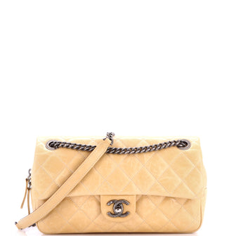 Chanel Duo Color Flap Bag Quilted Glazed Calfskin Medium