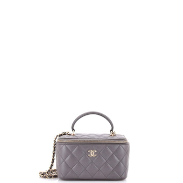Chanel Classic Top Handle Vanity Case with Chain Quilted Lambskin Small