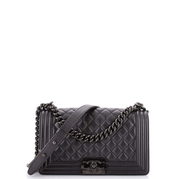 Chanel So Black Boy Flap Bag Quilted Caviar Old Medium