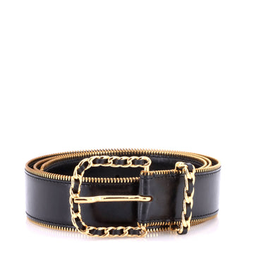Chanel CC Chain Zipper Belt Leather Wide