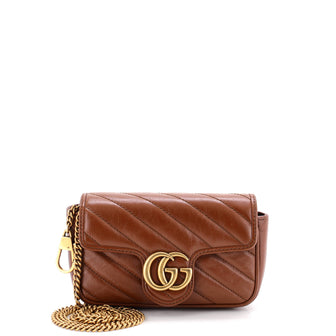 Gucci GG Marmont Flap Bag Diagonal Quilted Leather Super Mini
