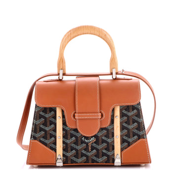 Goyard Structured Saigon Top Handle Bag Coated Canvas with Leather Mini