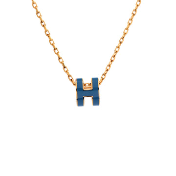 Hermes Pop H Pendant Chain Necklace Metal and Enamel Mini