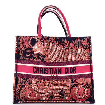 Christian Dior Book Tote Embroidered Canvas Large