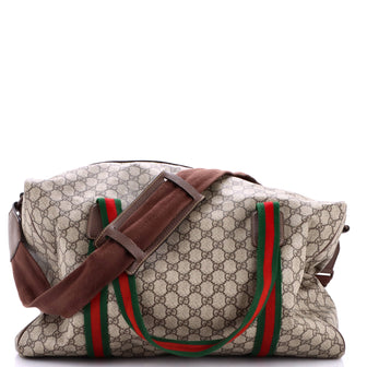 Gucci Web Convertible Duffle Bag GG Coated Canvas Medium
