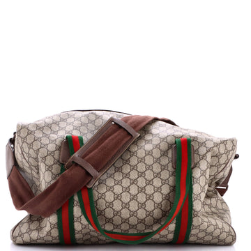 Gucci Web Convertible Duffle Bag GG Coated Canvas Medium
