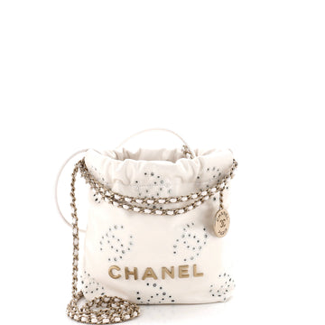 Chanel 22 Chain Hobo CC Eyelet Embroidered Calfskin Mini