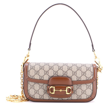 Gucci Horsebit 1955 Shoulder Bag GG Coated Canvas with Leather East West