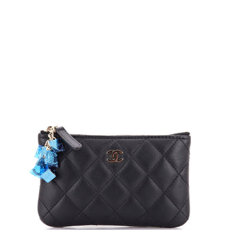 Chanel Charms Classic O Case Pouch Quilted Lambskin Mini