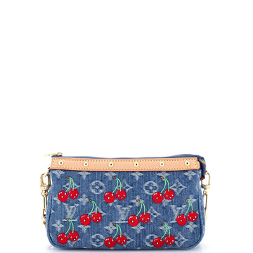Louis Vuitton x Takashi Murakami Chain Pochette Accessoires NM Limited Edition Monogram Cerises Denim