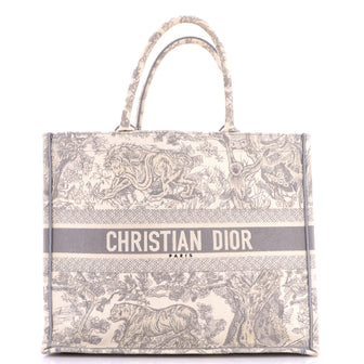 Christian Dior Book Tote Embroidered Canvas Large
