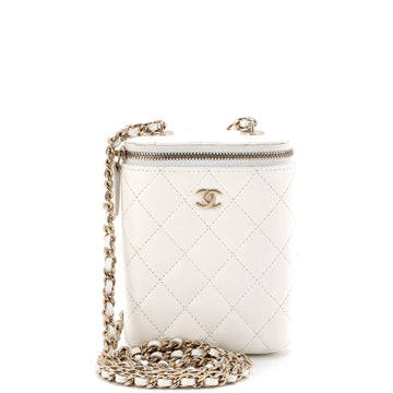 Chanel Vertical Classic Vanity Case with Chain Quilted Caviar Small
