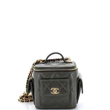 Chanel Polly Pocket Top Handle Vanity Case Quilted Lambskin Mini