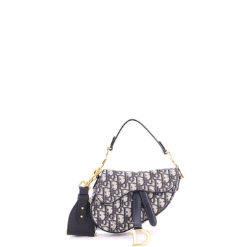 Christian Dior Saddle Handbag with Strap Oblique Canvas Mini