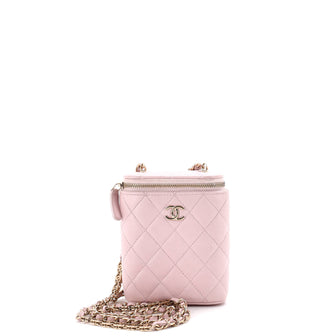 Chanel Vertical Classic Vanity Case with Chain Quilted Caviar Small