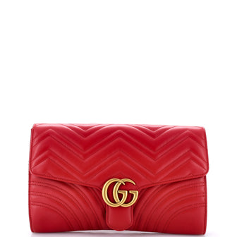 Gucci GG Marmont Flap Clutch Matelasse Leather