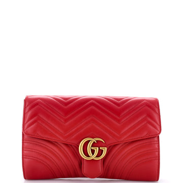 Gucci GG Marmont Flap Clutch Matelasse Leather