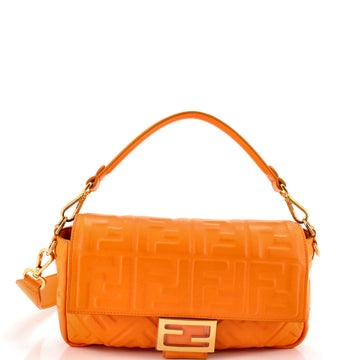 Fendi Baguette NM Bag Zucca Embossed Leather Medium