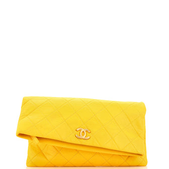 Chanel CC Foldover Clutch Quilted Lambskin Large