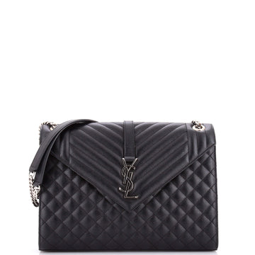 Saint Laurent Classic Monogram Envelope Satchel Mixed Matelasse Leather Large