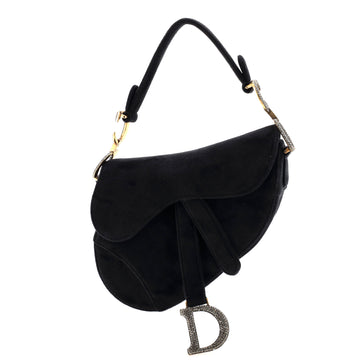 Christian Dior Saddle Handbag Velvet with Crystals Mini
