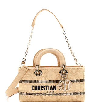 Christian Dior Lady D-Joy Bag Cannage Embroidered Raffia Medium