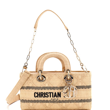 Christian Dior Lady D-Joy Bag Cannage Embroidered Raffia Medium